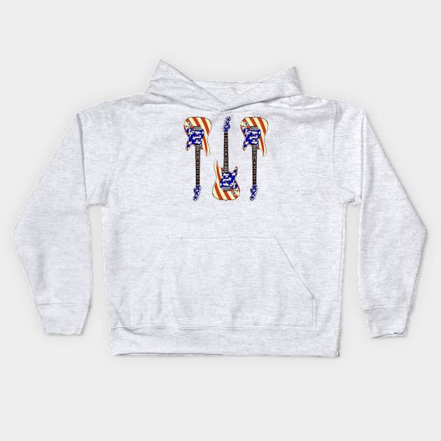 Triple USA Stratocaster Kids Hoodie by saintchristopher